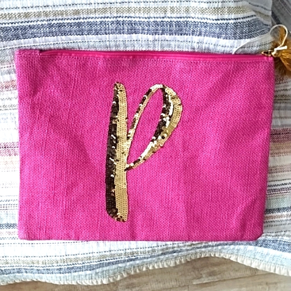 NWOT large cosmetic bag hot pink